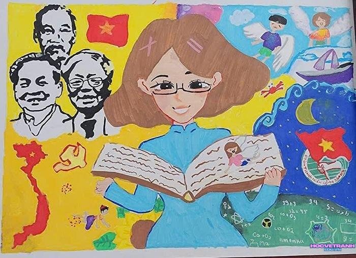 mẫu vẽ tranh chào mừng đại hội đoàn sinh động