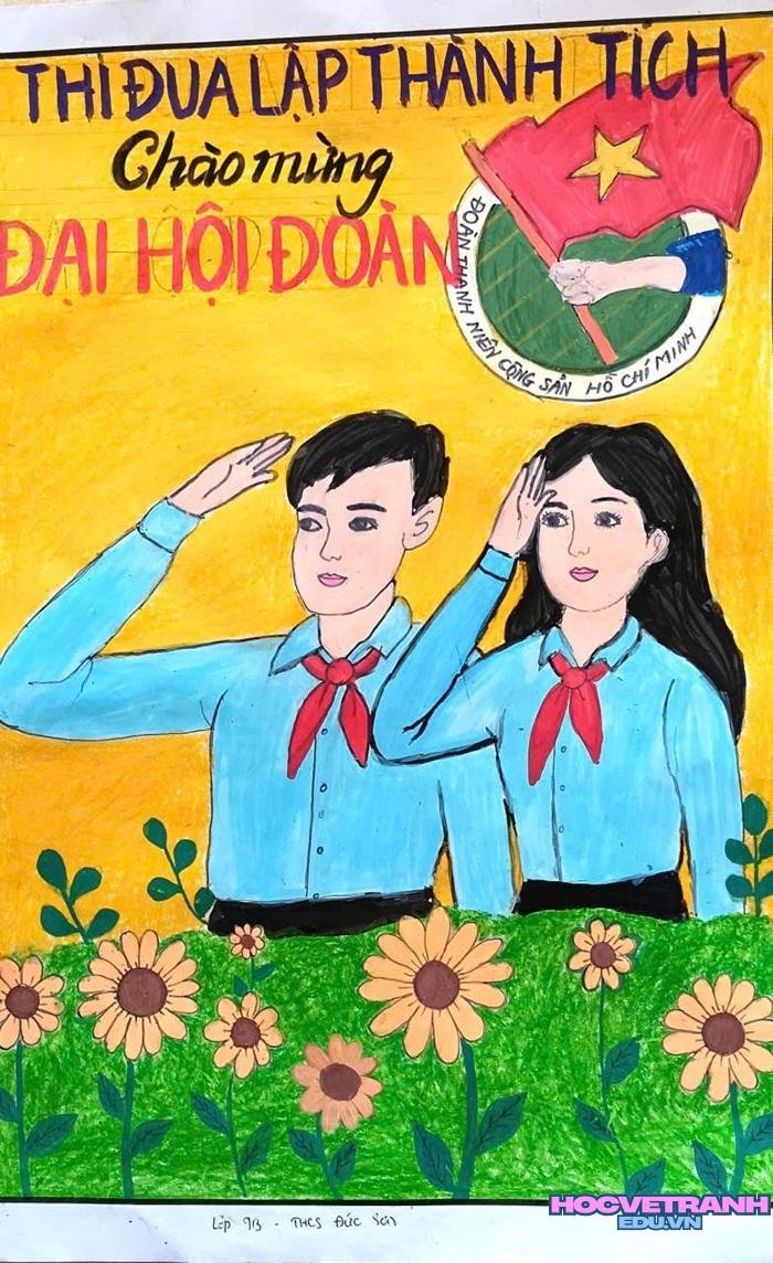 mẫu vẽ tranh chào mừng đại hội đoàn thiếu nhi