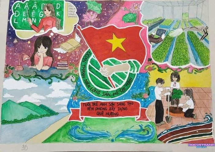 mẫu vẽ tranh chào mừng đại hội đoàn ý nghĩa