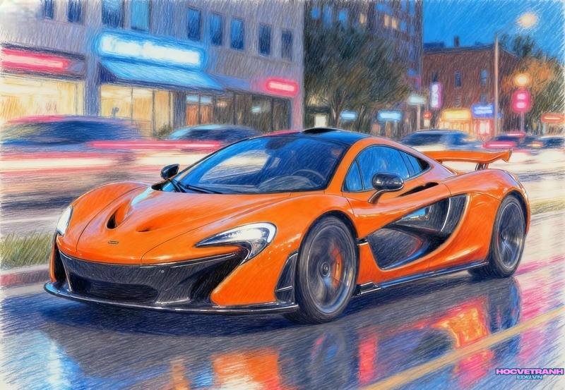 mẫu vẽ tranh chiếc ô tô mơ ước ấn tượng