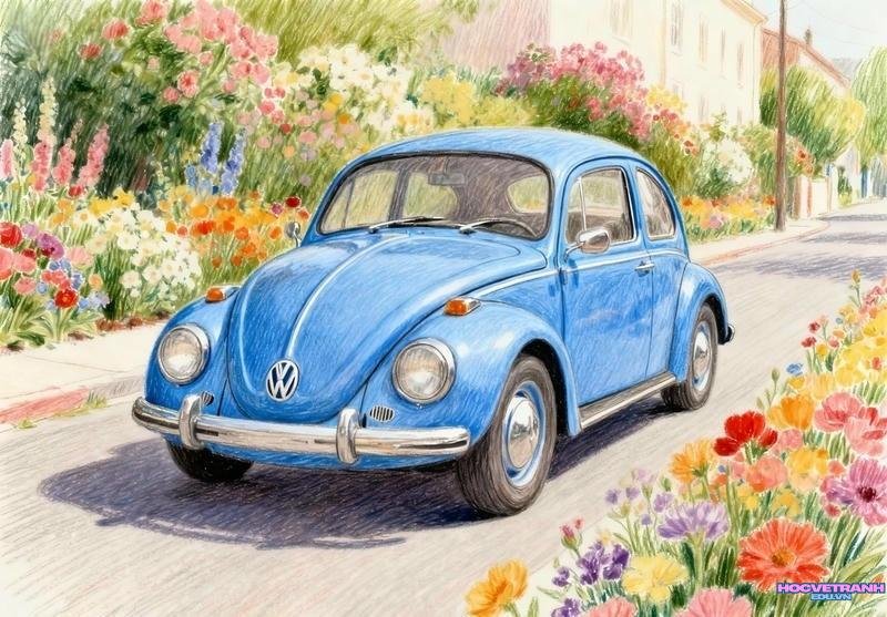 mẫu vẽ tranh chiếc ô tô mơ ước công nghệ