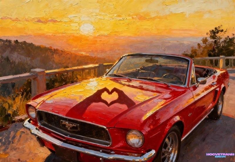 mẫu vẽ tranh chiếc ô tô mơ ước học sinh