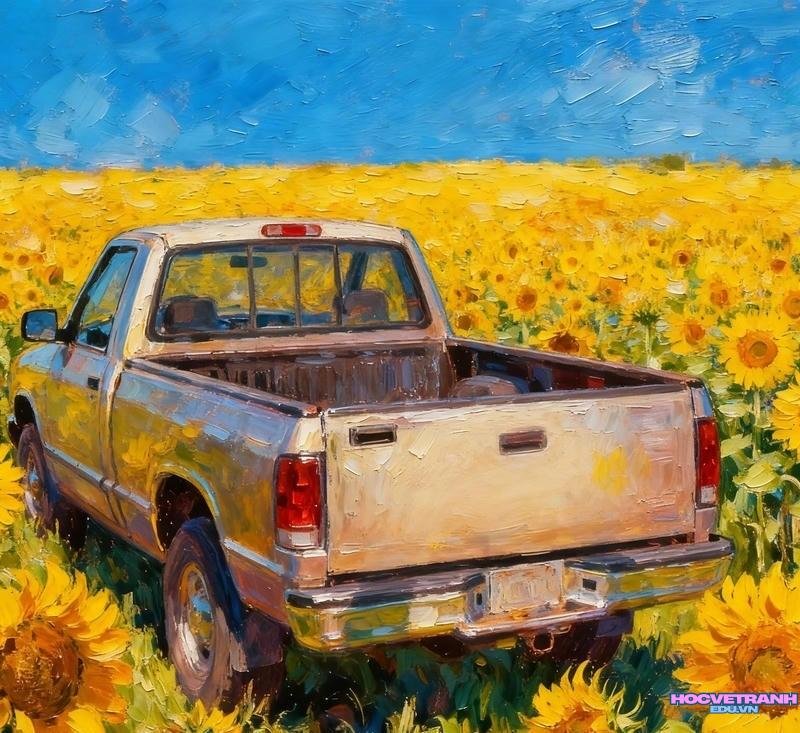 mẫu vẽ tranh chiếc ô tô mơ ước sáng tạo