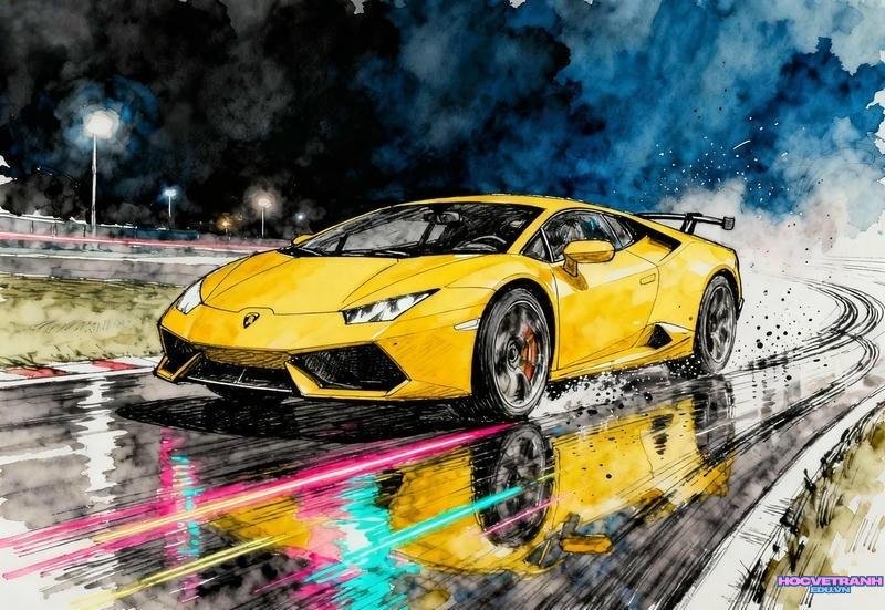 mẫu vẽ tranh chiếc ô tô mơ ước sinh động