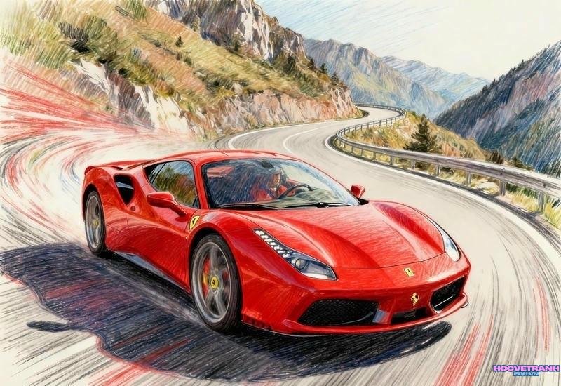 mẫu vẽ tranh chiếc ô tô mơ ước thiếu nhi