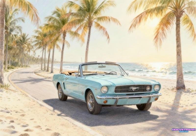 mẫu vẽ tranh chiếc ô tô mơ ước tương lai