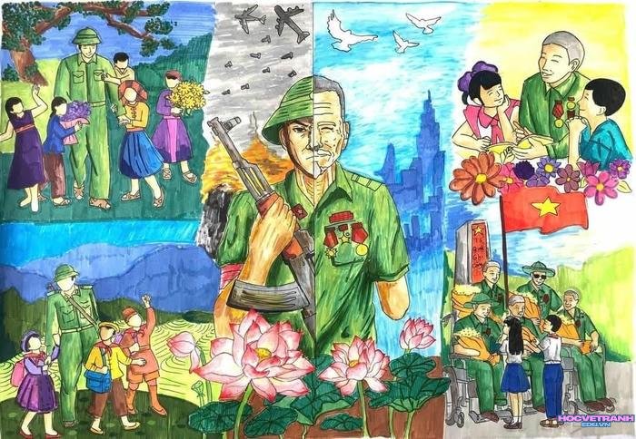 mẫu vẽ tranh chú bộ đội