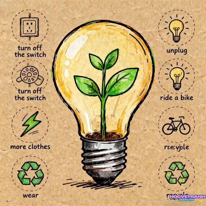 mẫu vẽ tranh chủ đề tiết kiệm năng lượng mới