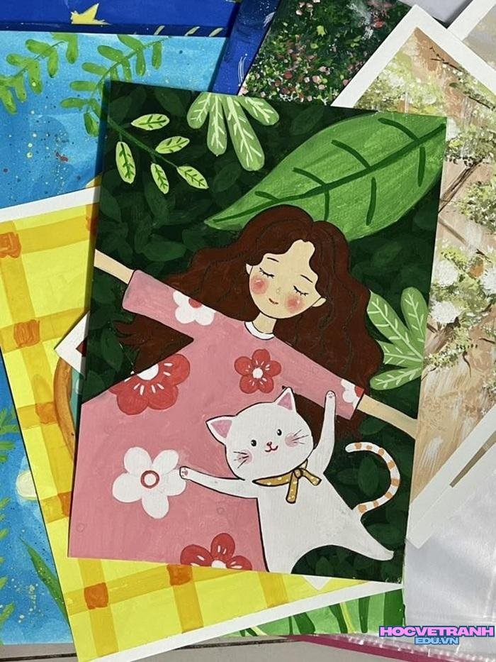 mẫu vẽ tranh chủ đề tự do đơn giản