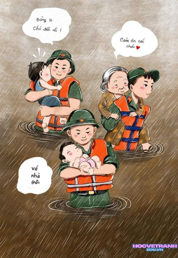 mẫu vẽ tranh chủ đề yêu thương con người tham khảo