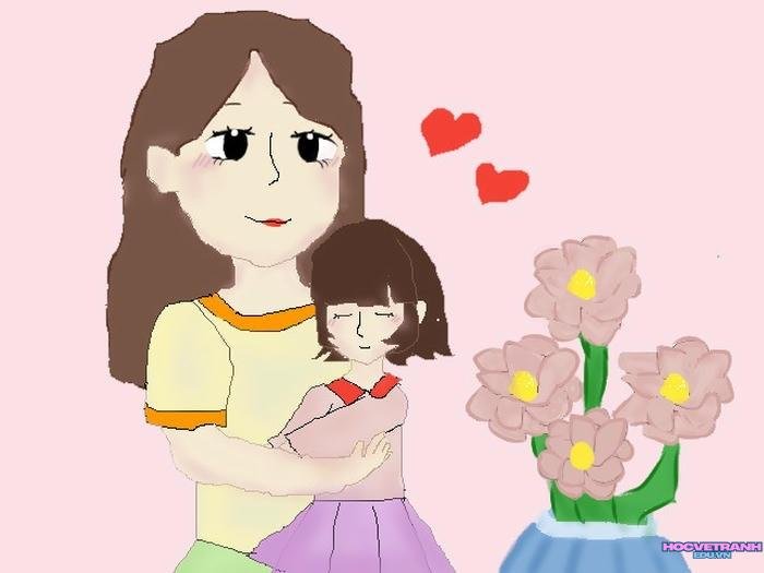 mẫu vẽ tranh chủ đề yêu thương con người thiếu nhi