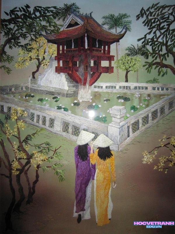 mẫu vẽ tranh chùa một cột đẹp nhất