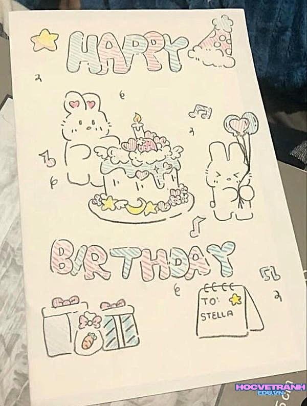 mẫu vẽ tranh chúc mừng sinh nhật đơn giản