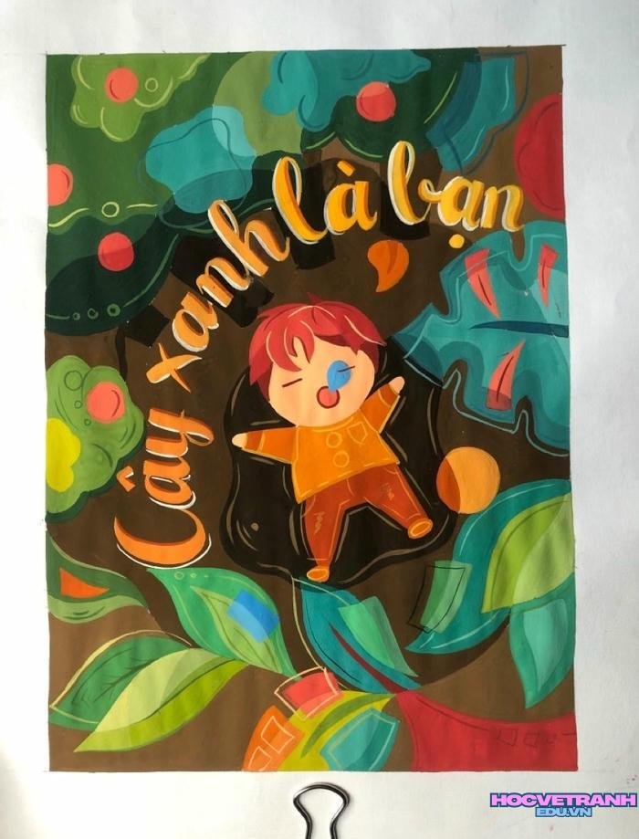 mẫu vẽ tranh cổ động thiếu nhi