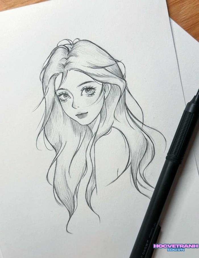 mẫu vẽ tranh cô gái đáng yêu