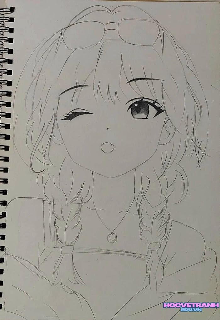 mẫu vẽ tranh cô gái dễ vẽ