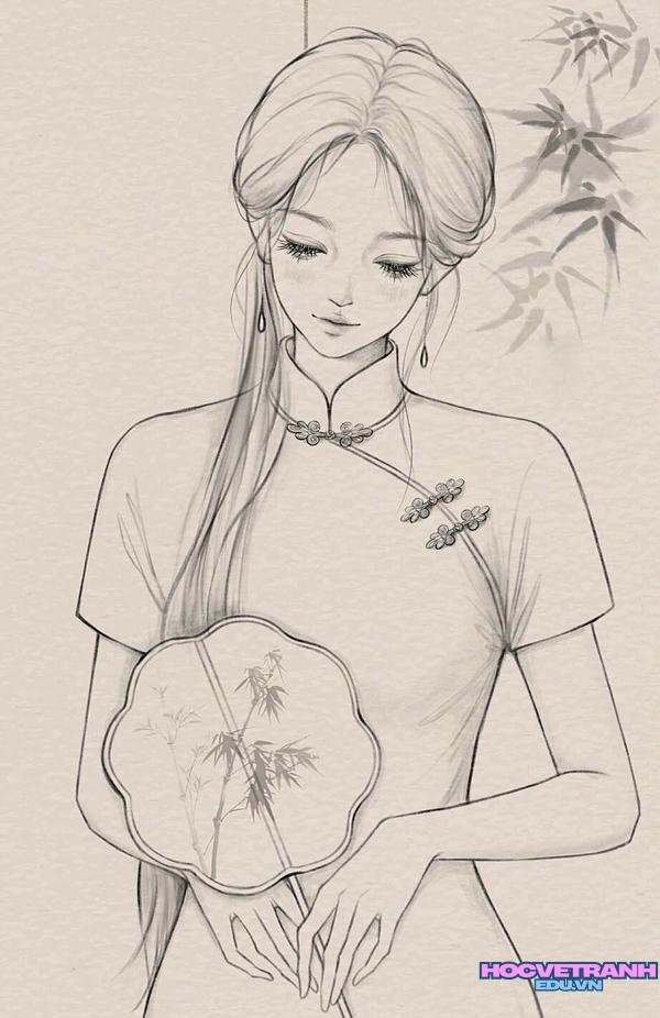 mẫu vẽ tranh cổ trang dễ vẽ