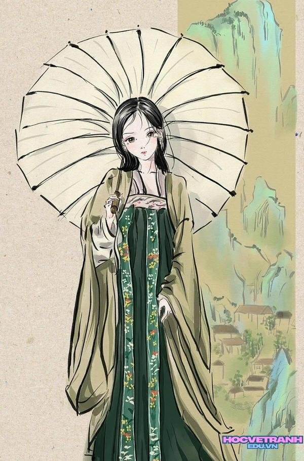 mẫu vẽ tranh cổ trang đẹp