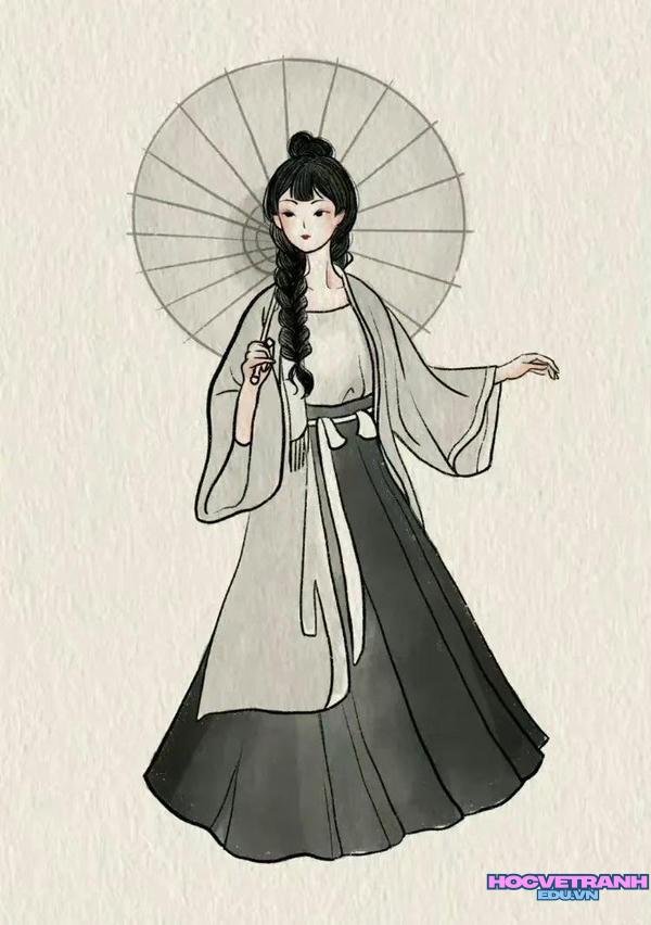 mẫu vẽ tranh cổ trang xinh đẹp