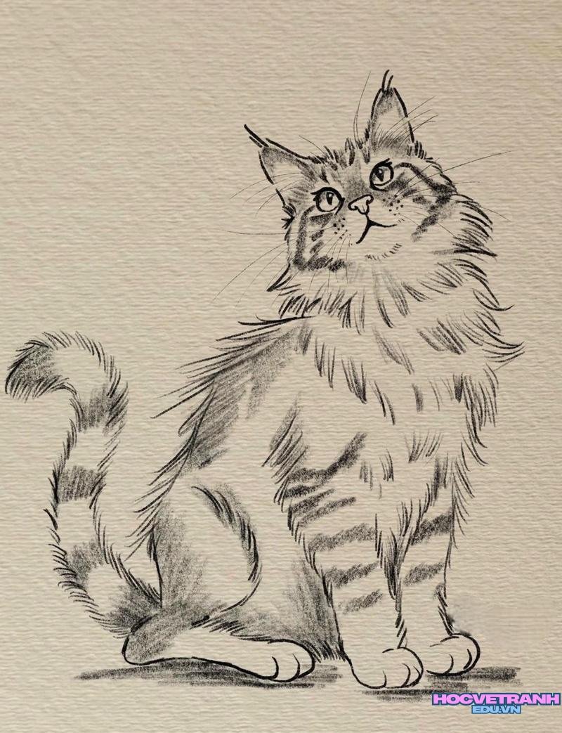 mẫu vẽ tranh con mèo ấn tượng