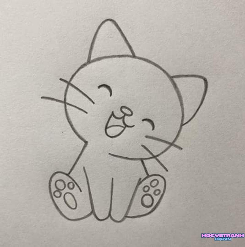 mẫu vẽ tranh con mèo đơn giản
