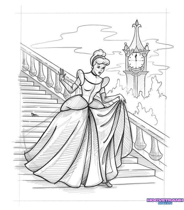 mẫu vẽ tranh công chúa dễ vẽ