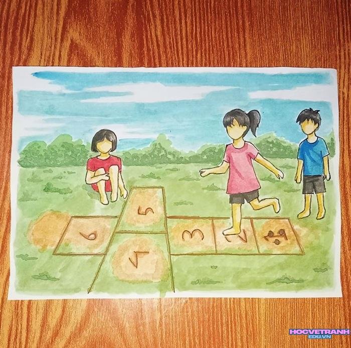 mẫu vẽ tranh cuộc sống quanh em dễ vẽ