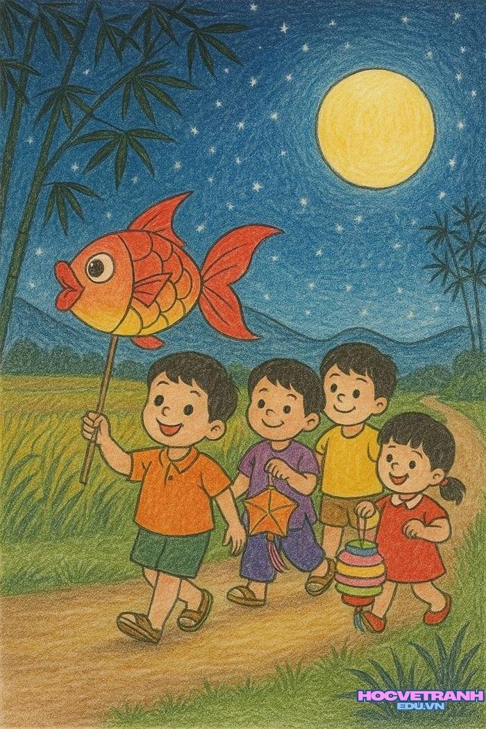 mẫu vẽ tranh cuộc sống quanh em thiếu nhi