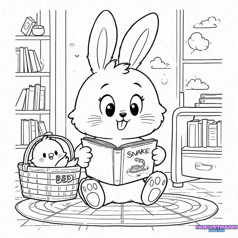 thỏ răng dài đọc sách