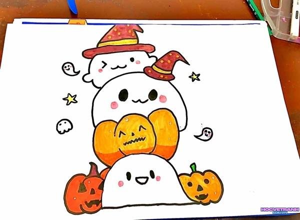 tranh bé vẽ halloween