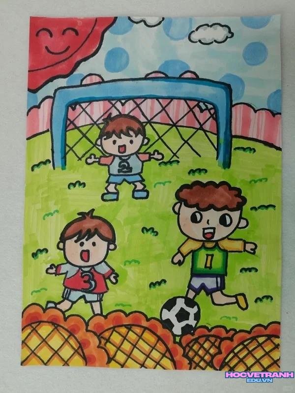 tranh bé yêu bóng đá
