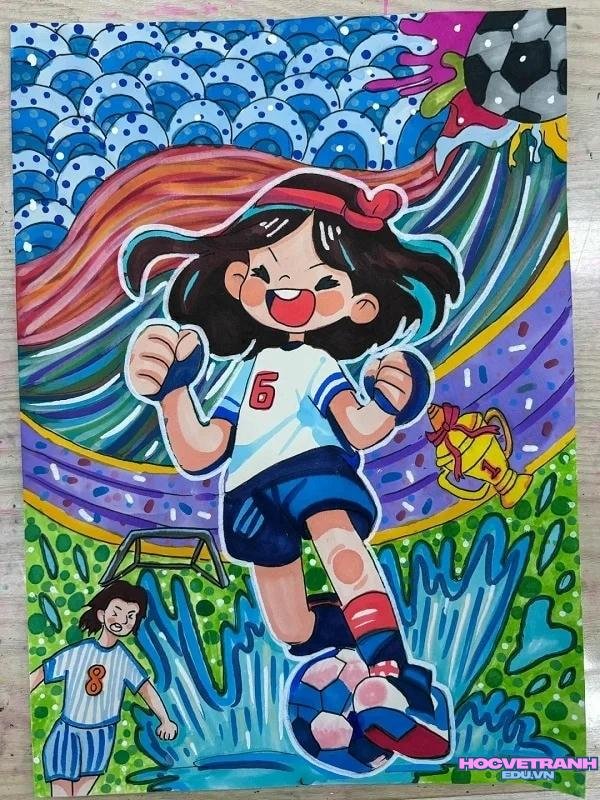 tranh bóng đá màu sắc
