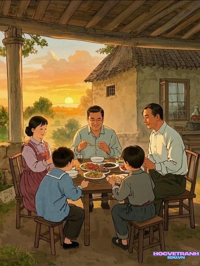 tranh bữa cơm gia đình
