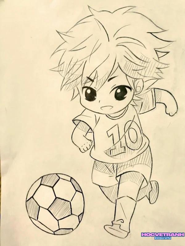 tranh cầu thủ sút bóng