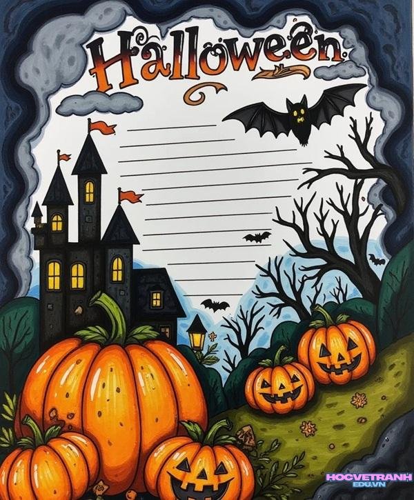 tranh cây khô halloween