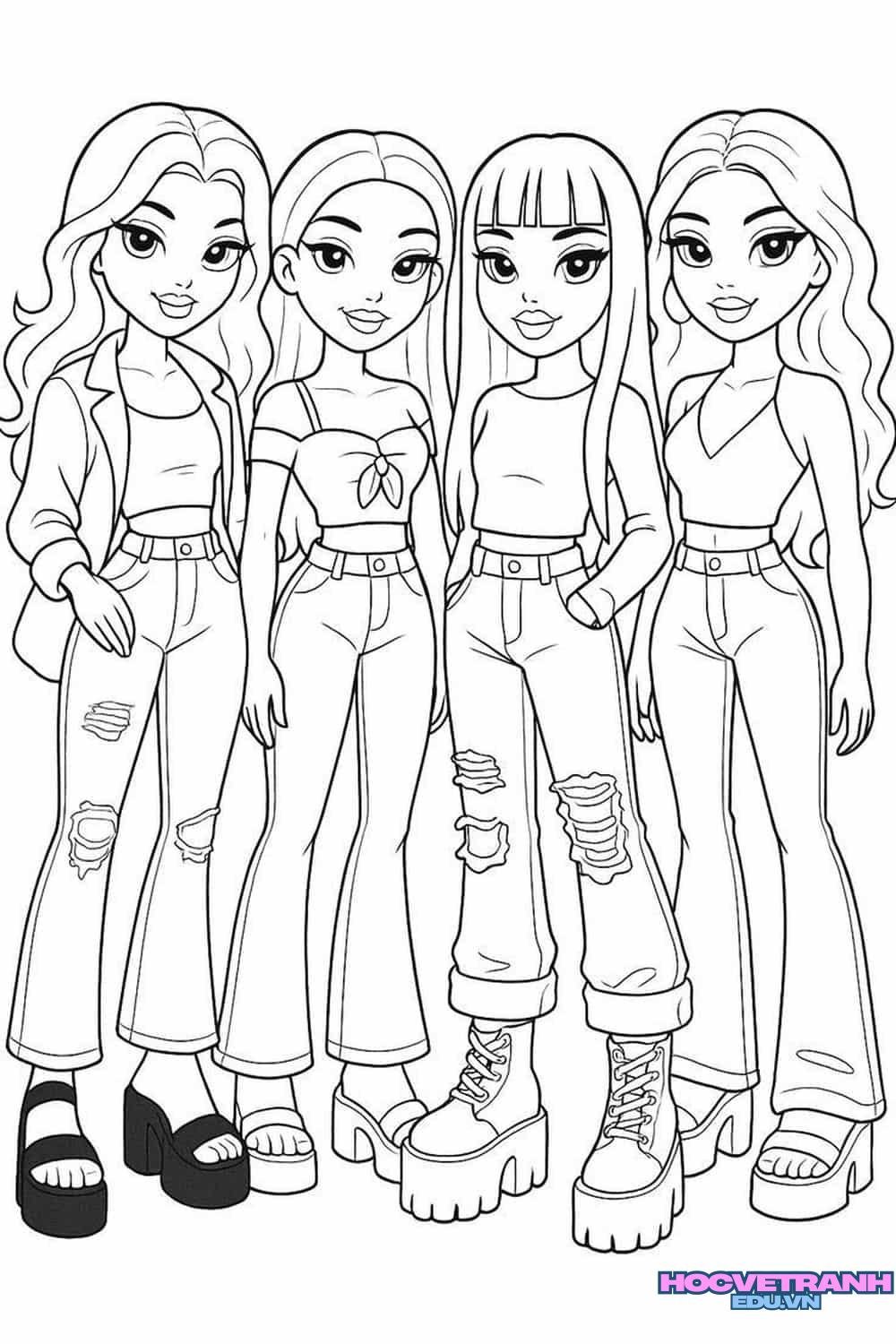 tranh chibi tô màu blackpink