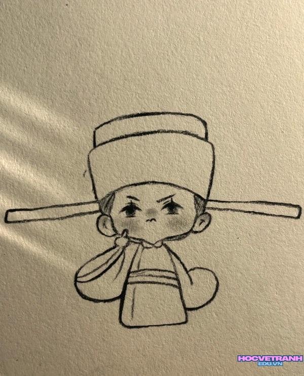 tranh cổ trang chibi bút chì