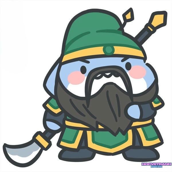 tranh cổ trang chibi cầm giáo