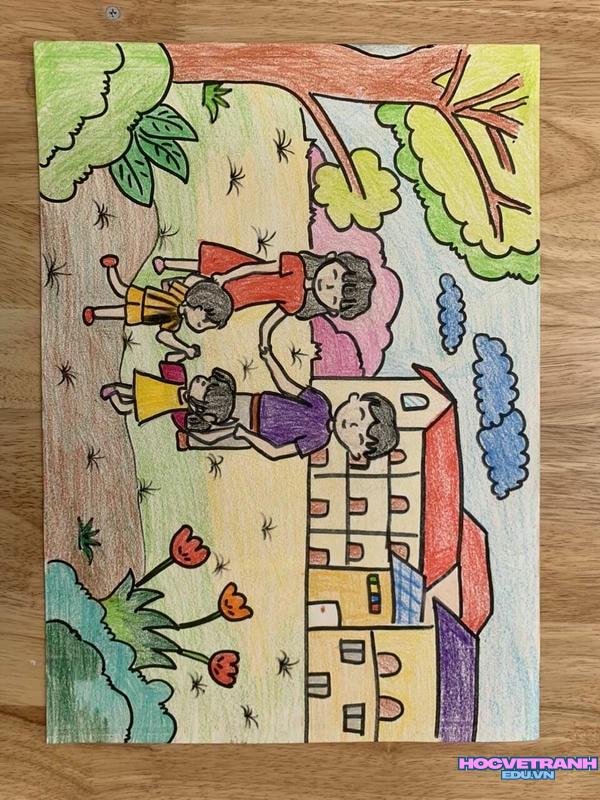 tranh con yêu ba mẹ