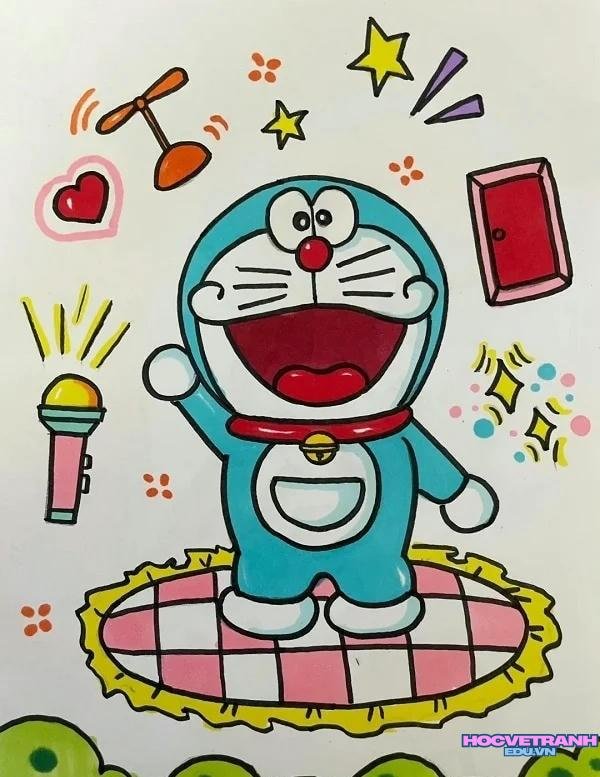 tranh doremon màu nước