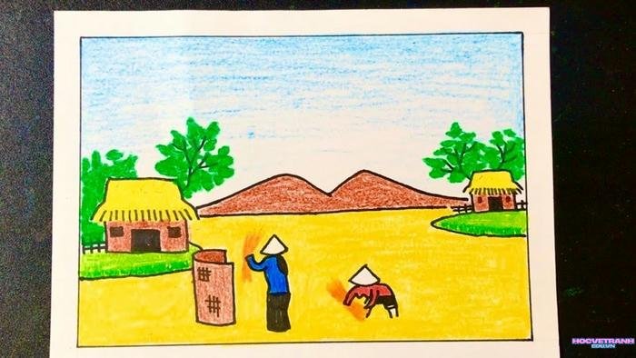 tranh gặt lúa