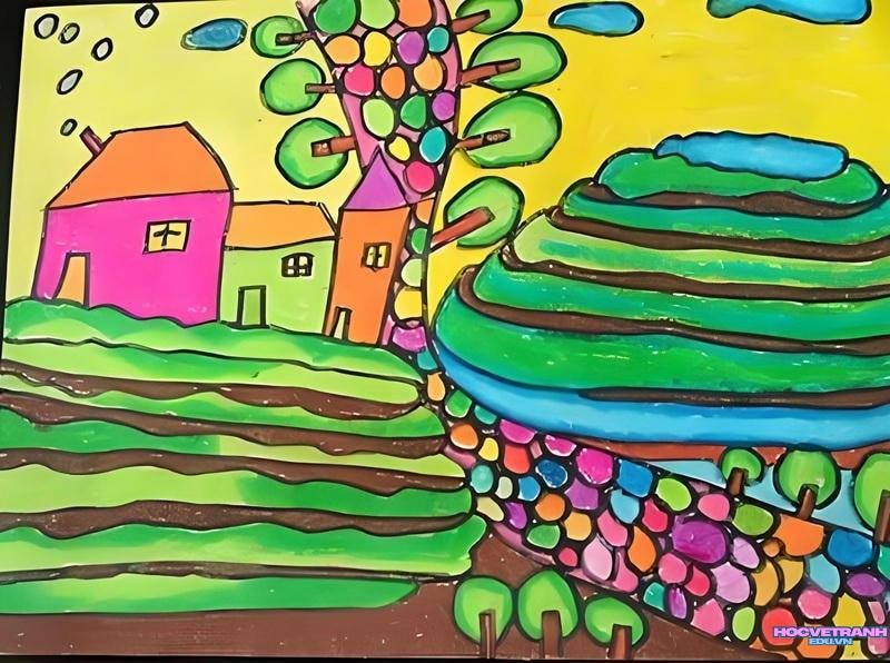 tranh hành tinh xanh tươi