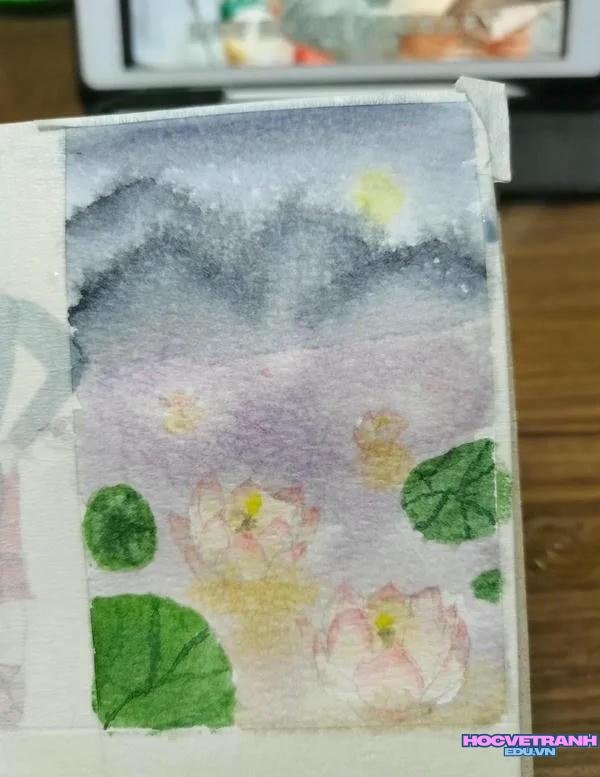 tranh hoa đăng bông sen