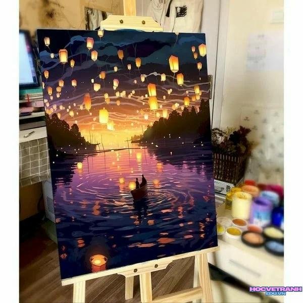 tranh hoa đăng màu sắc