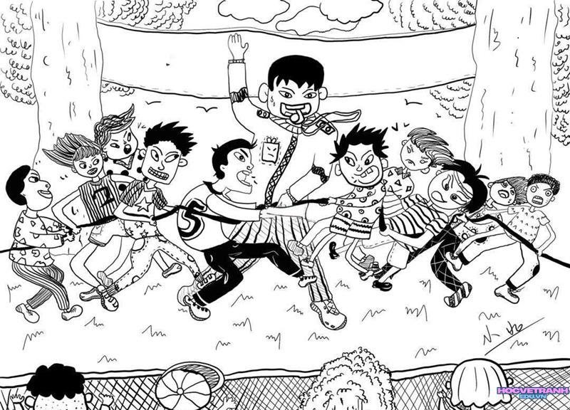 tranh kéo co đen trắng