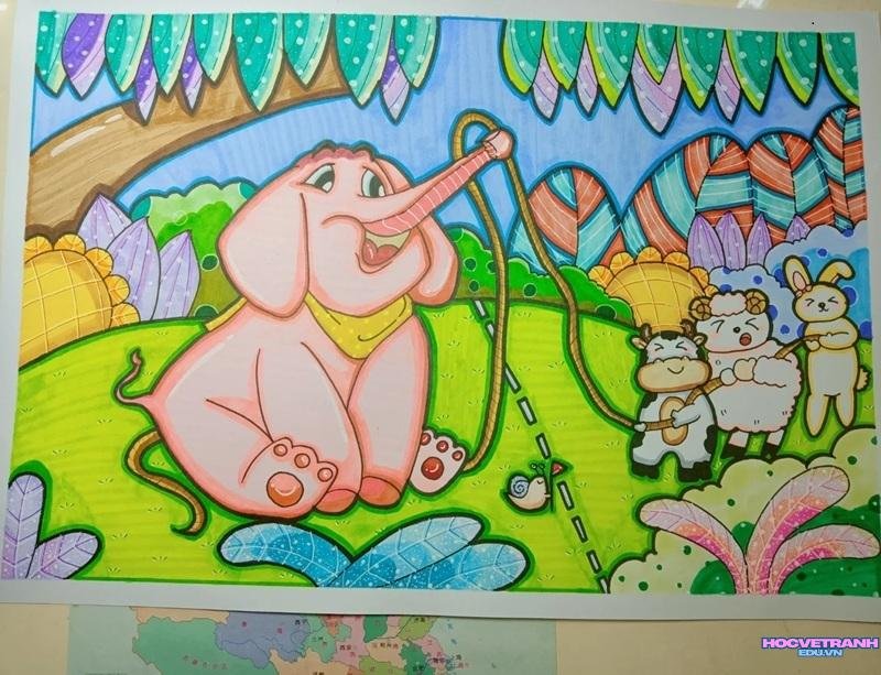 tranh kéo co trẻ thơ