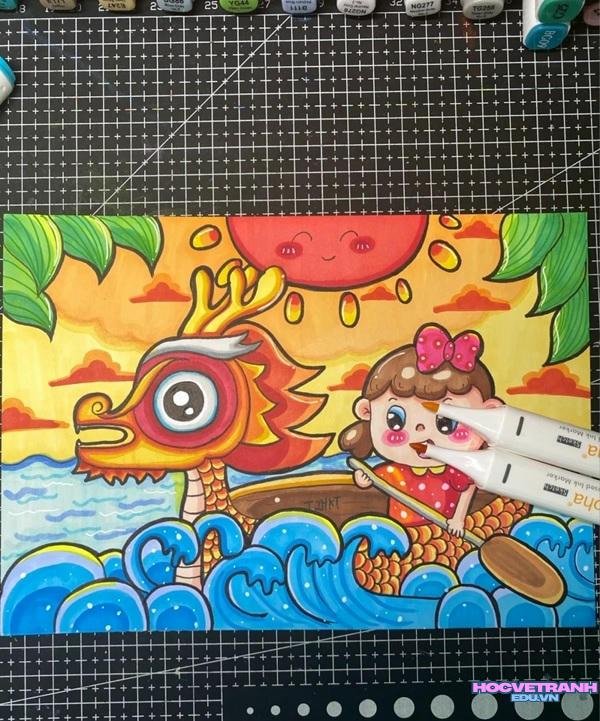 tranh lễ hội sông nước