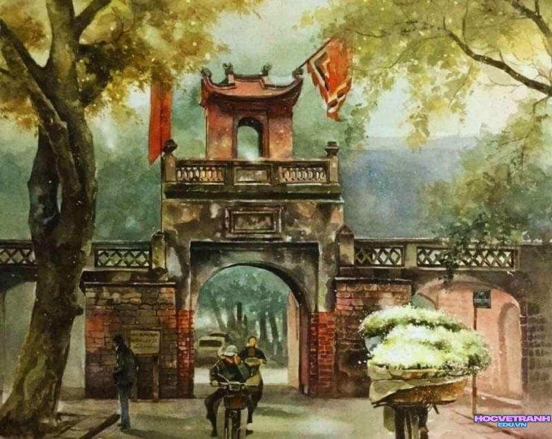 tranh mái đình cây đa