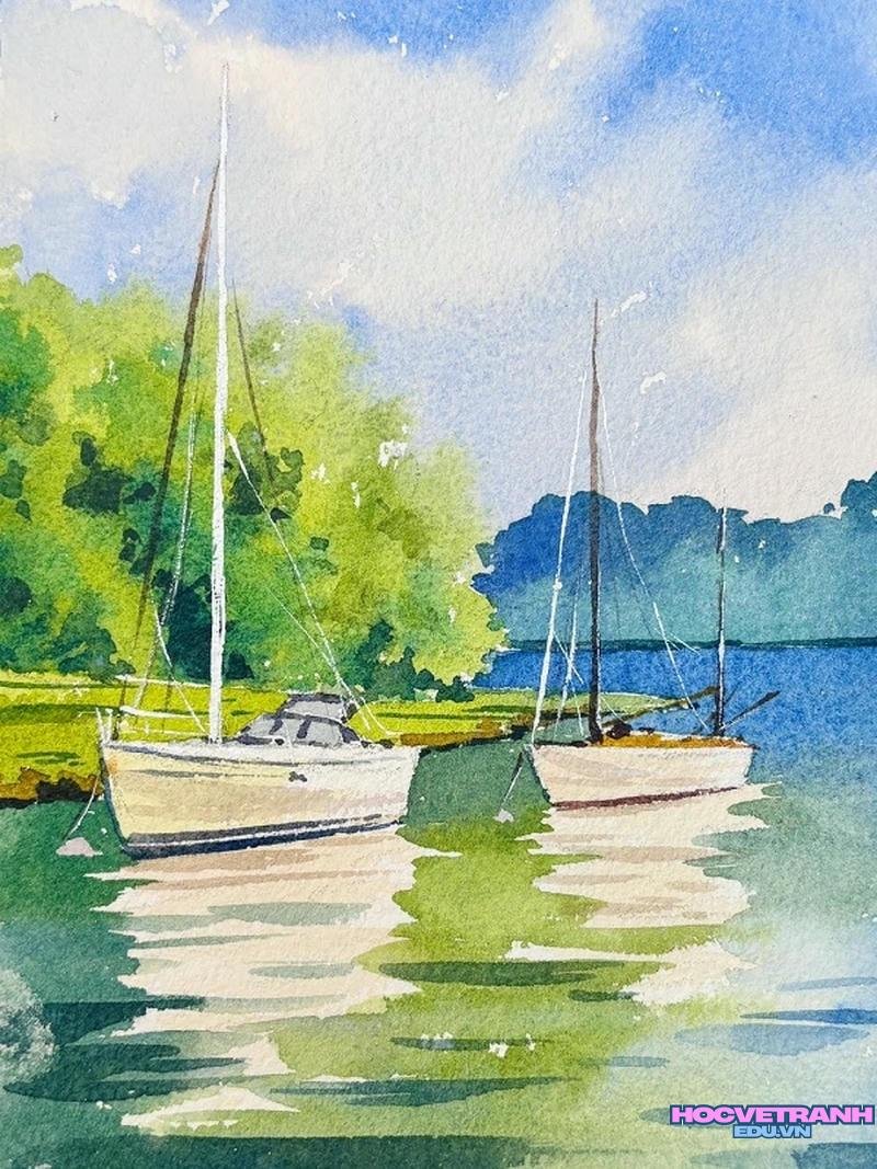 tranh màu nước đơn giản
