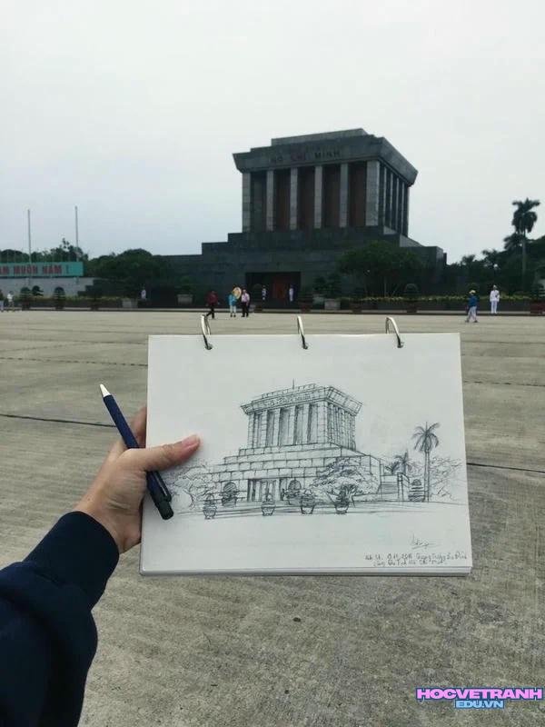 tranh phác hoạ lăng bác